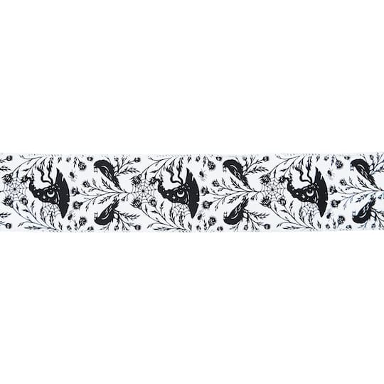 2.5" x 6.6yd. Black & White Witch Hat Wired Faux Linen Ribbon by Celebrate It®